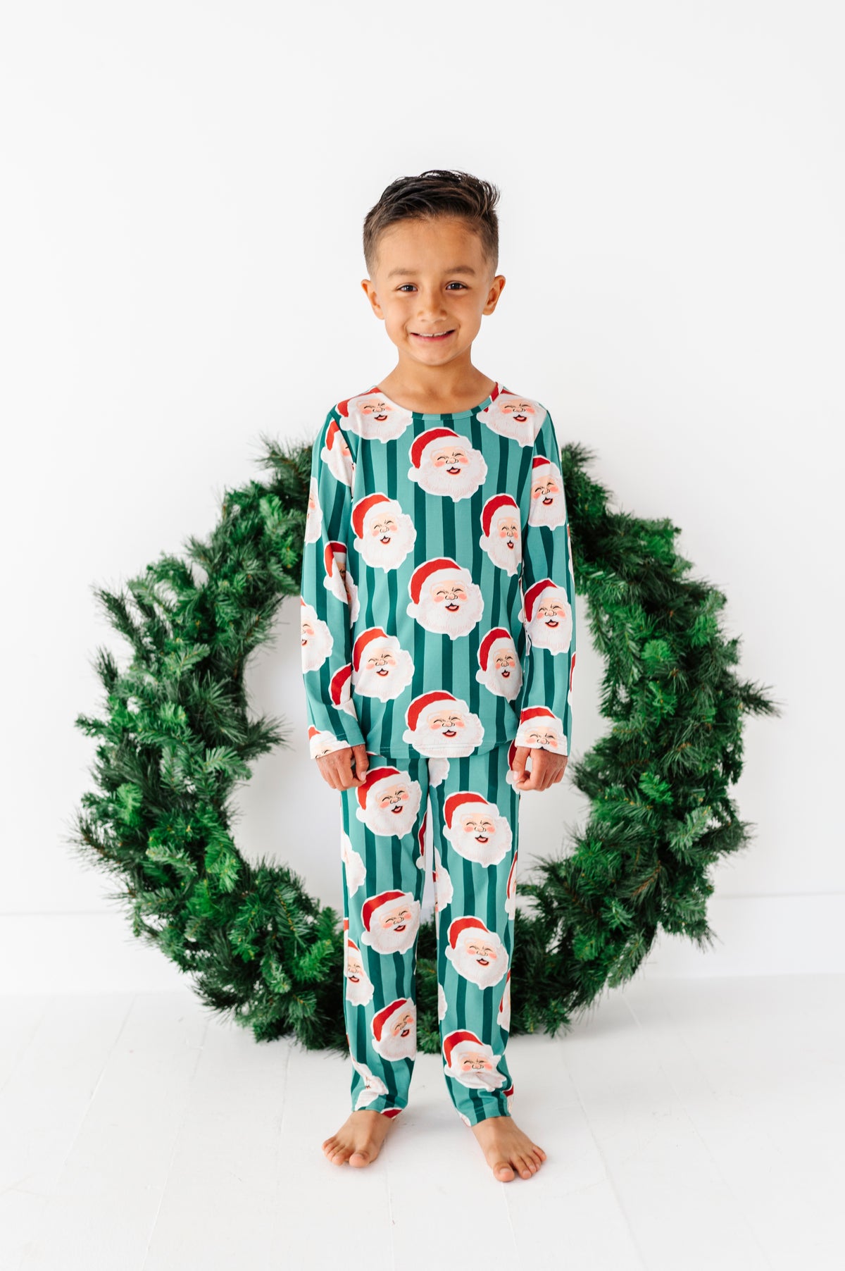 GREEN Santa Stripes | BOYS 2-Piece SET