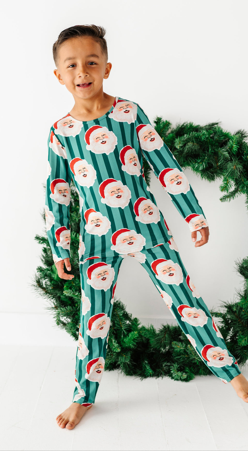 GREEN Santa Stripes | BOYS 2-Piece SET