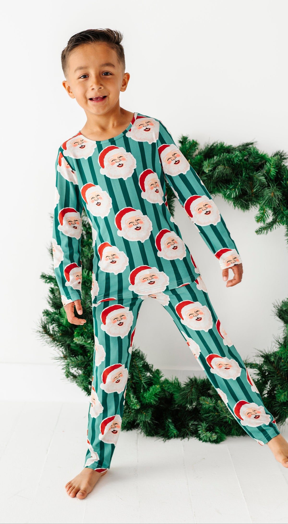 GREEN Santa Stripes | BOYS 2-Piece SET