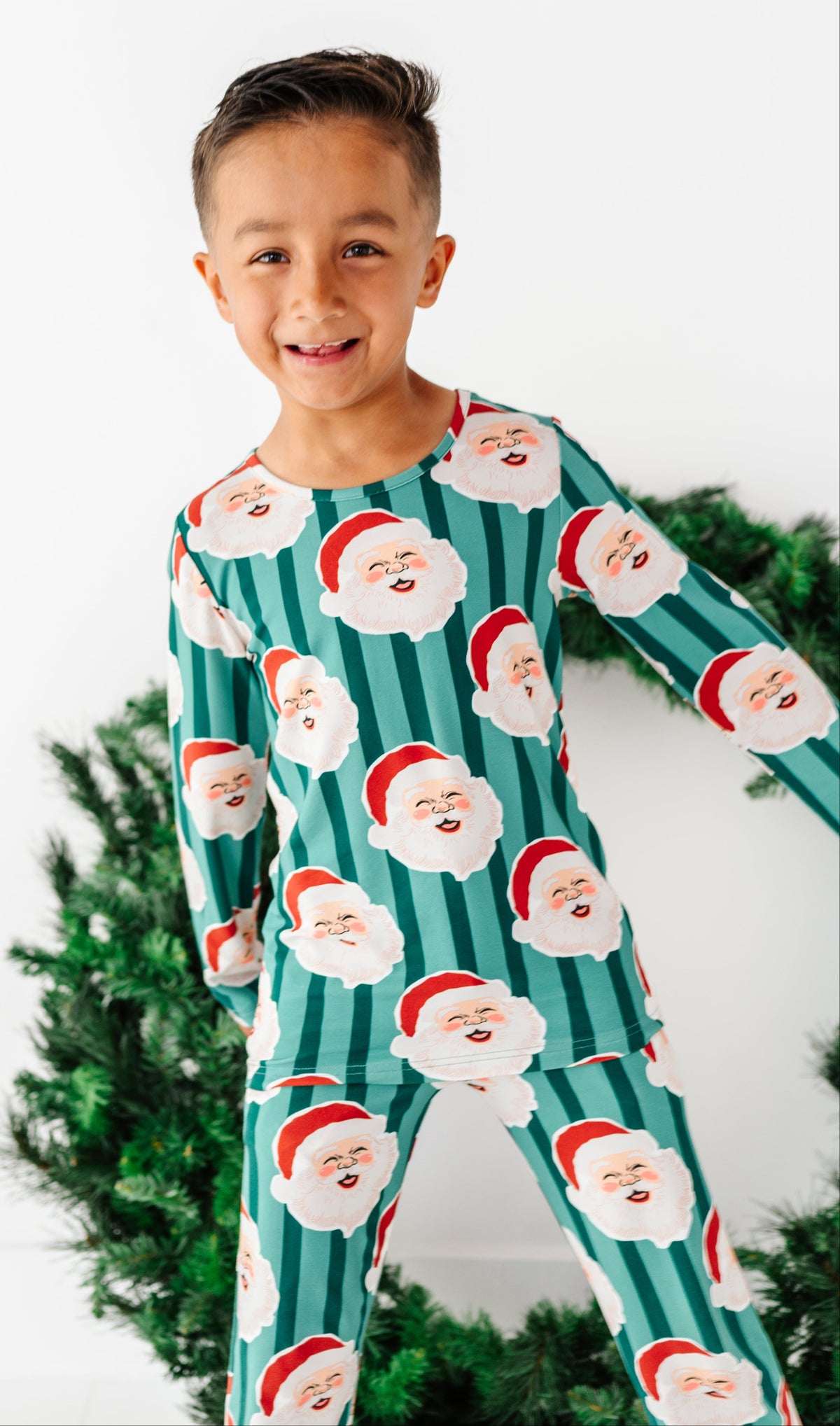 GREEN Santa Stripes | BOYS 2-Piece SET