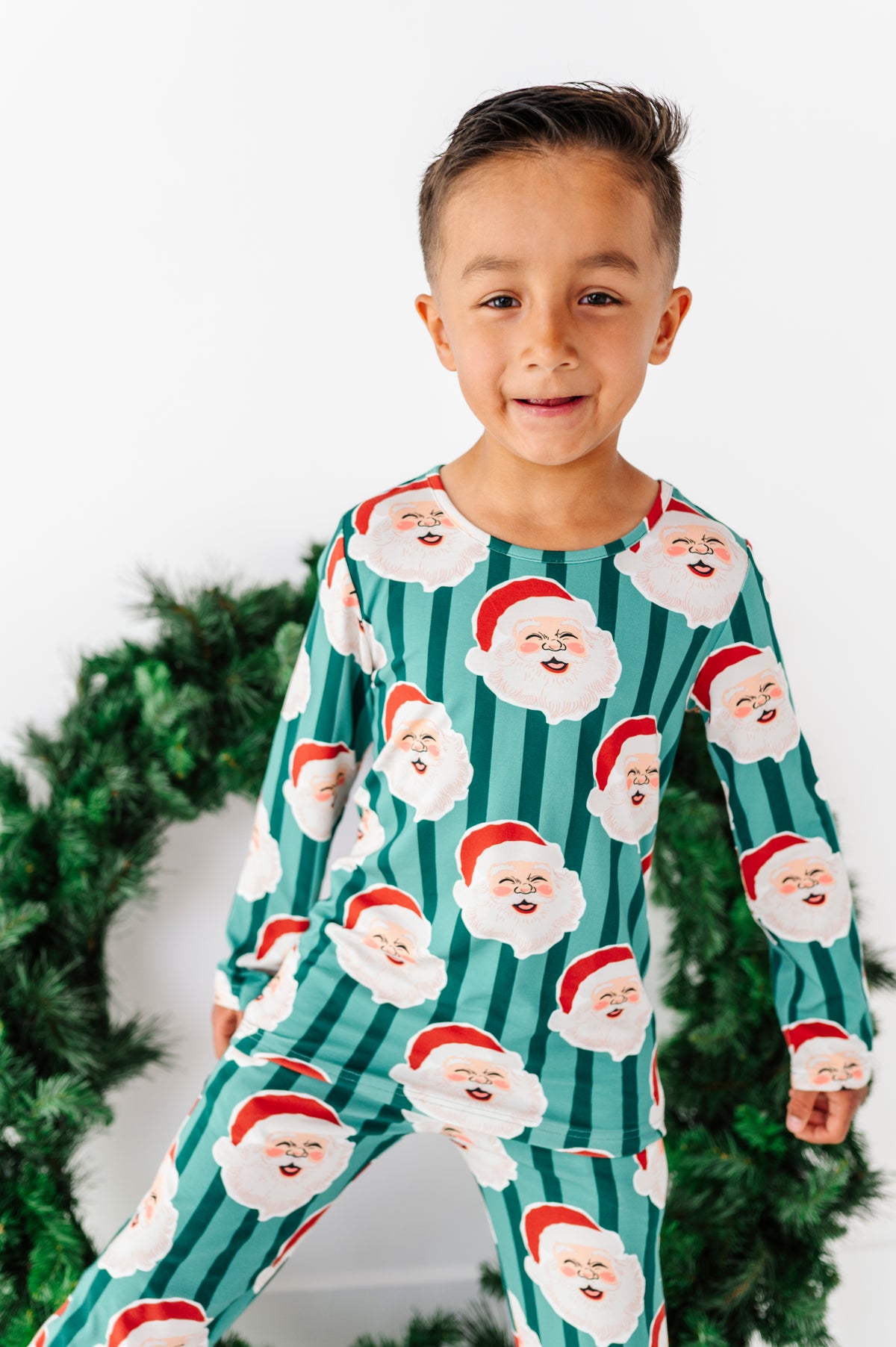 GREEN Santa Stripes | BOYS 2-Piece SET