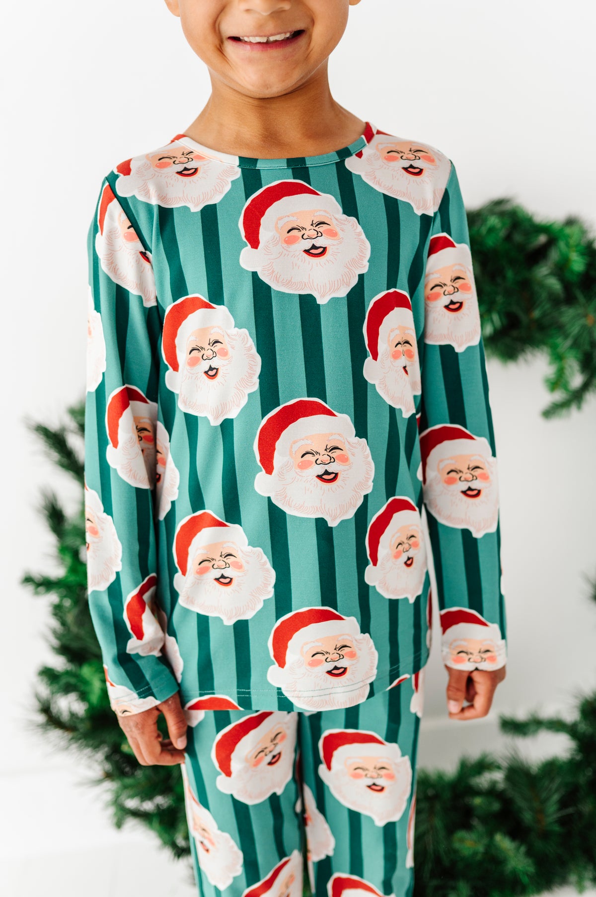 GREEN Santa Stripes | BOYS 2-Piece SET