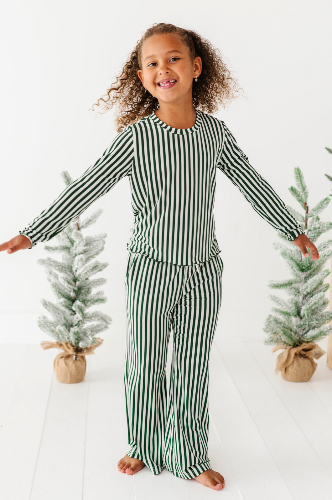 Green Stripes | GIRLS WIDE-LEG SET