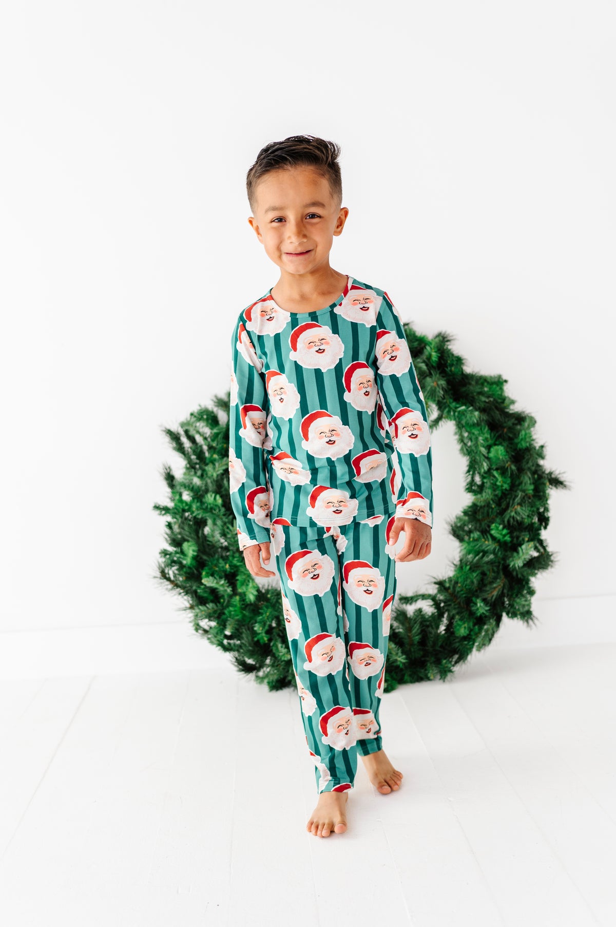 GREEN Santa Stripes | BOYS 2-Piece SET