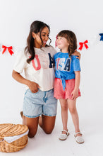 Load image into Gallery viewer, BLUE Patchwork USA | Tie Front Tee