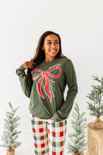 Load image into Gallery viewer, RED BOW (GREEN SHIRT) | Adult Long Sleeve Tee