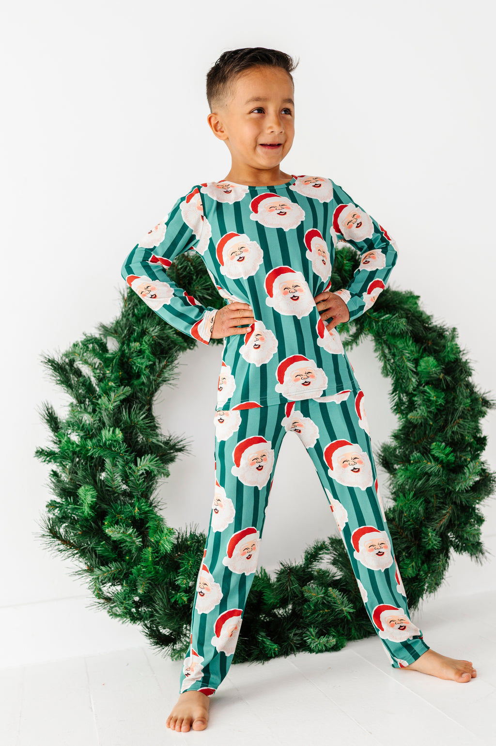 GREEN Santa Stripes | BOYS 2-Piece SET