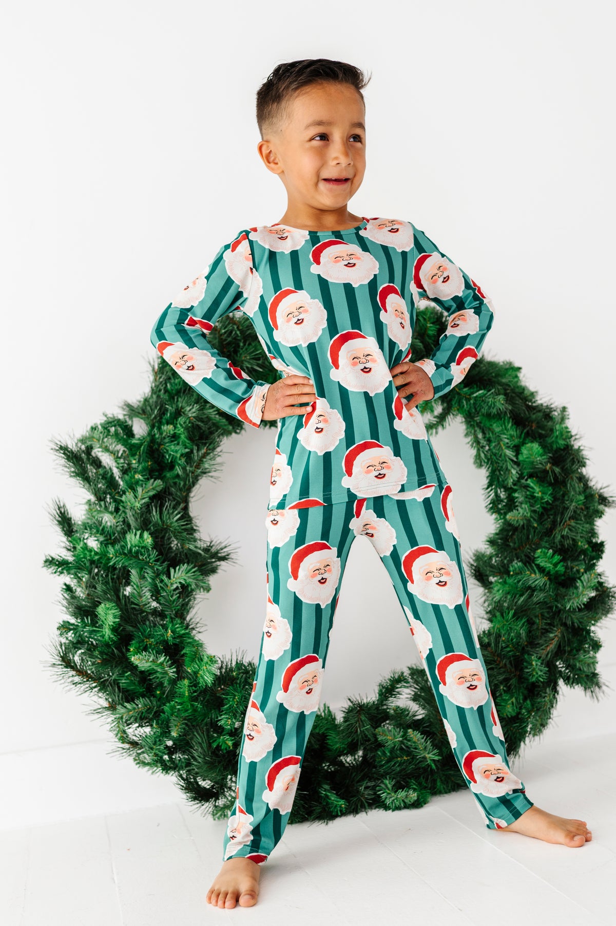 GREEN Santa Stripes | BOYS 2-Piece SET