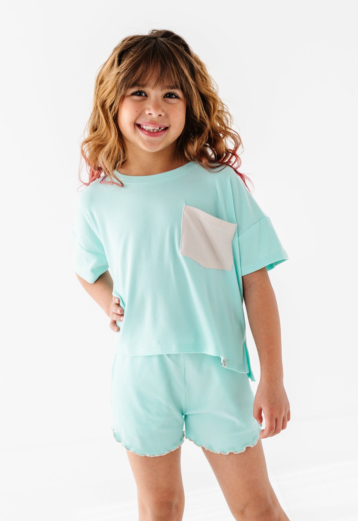 Ocean | Boxy Crop + Shorts RIB Set