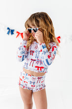 Load image into Gallery viewer, American Girl Bows | 1/4th Zip Rashguard 2-Piece