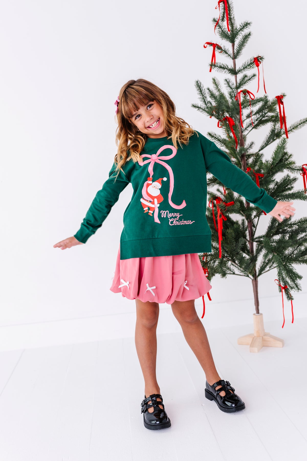 Santa's Pink Bow | Side Split Sweatshirt
