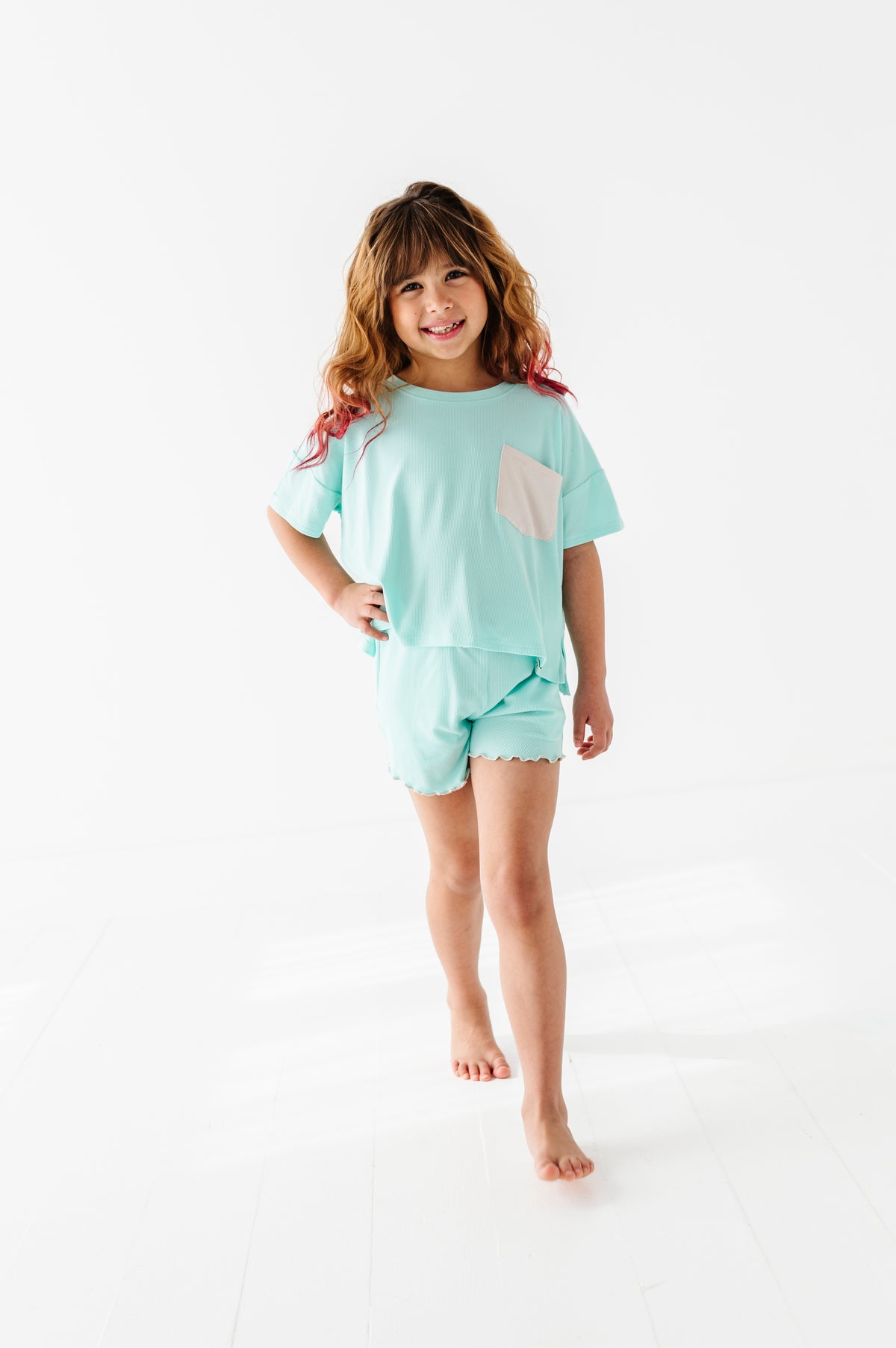 Ocean | Boxy Crop + Shorts RIB Set