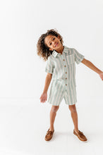 Load image into Gallery viewer, Mint Bay Stripes | BOYS LINEN SET
