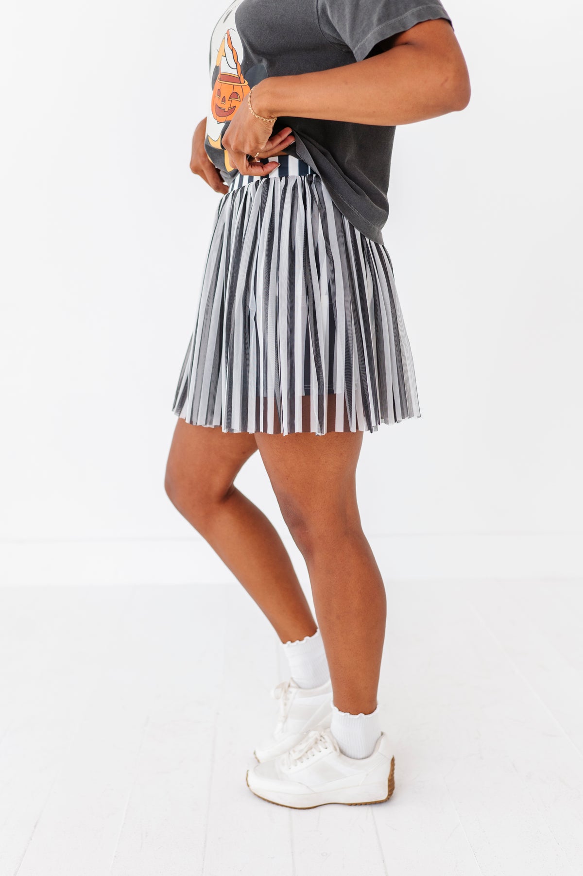 Midnight Stripes | MESH SKORT