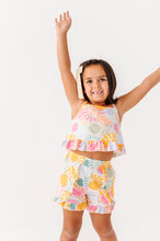Load image into Gallery viewer, Retro Sunshine | Ruffle Linen Crop Tank + Shorts SET