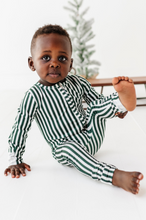 Load image into Gallery viewer, Green Stripes | ZIP ROMPER