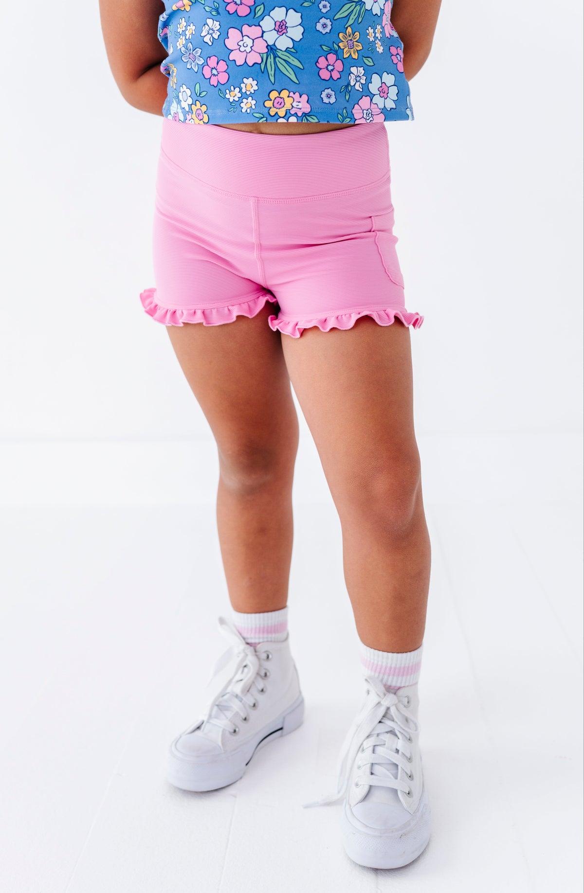 Cotton Candy | Ruffle RIB Biker Shorts