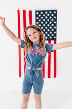 Load image into Gallery viewer, NAVY ‘USA’ Check | Girls Tie-Front Shirt