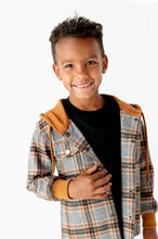 Load image into Gallery viewer, GREY + RUST PLAID | Kids Flannel Shacket
