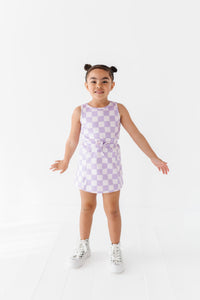 Violet Check | Skater Dress (with detached shorts!)