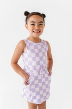 Load image into Gallery viewer, Violet Check | Skater Dress (with detached shorts!)