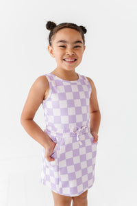 Violet Check | Skater Dress (with detached shorts!)