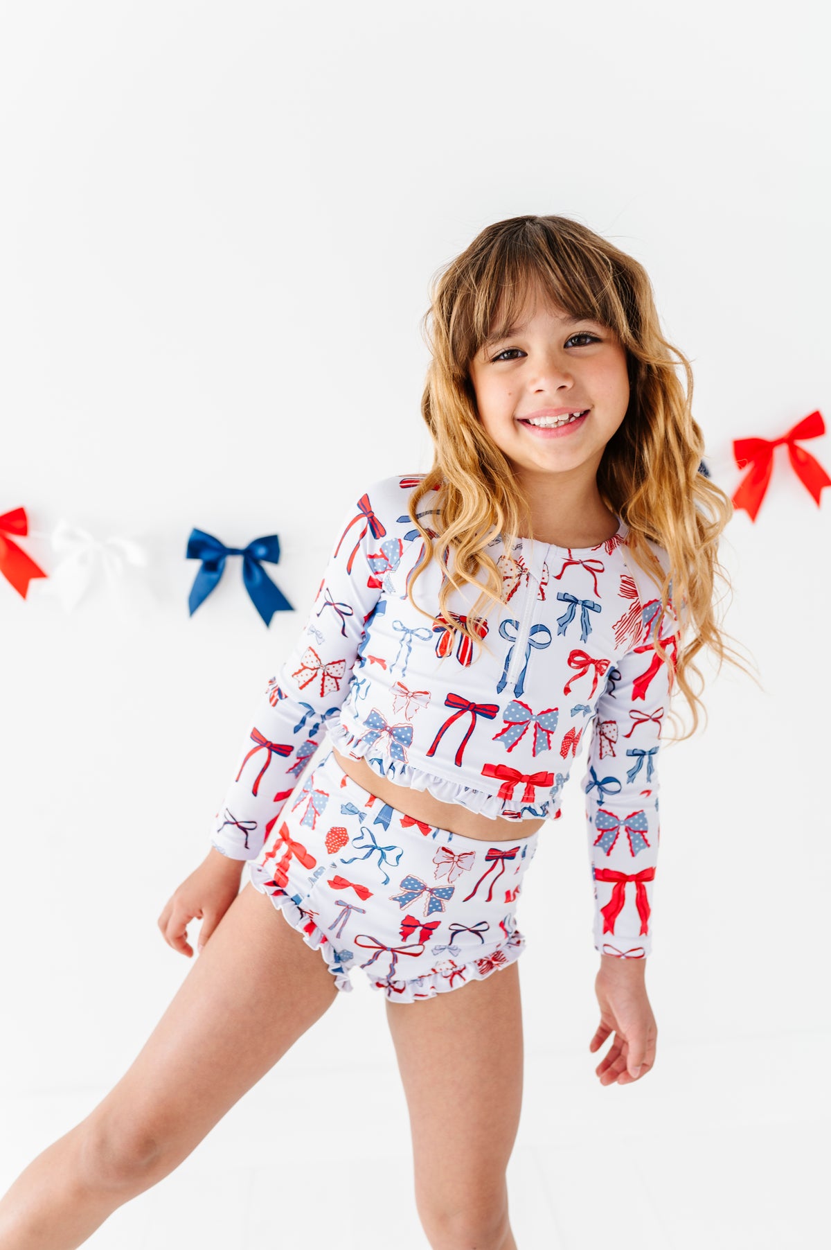 American Girl Bows | 1/4th Zip Rashguard 2-Piece