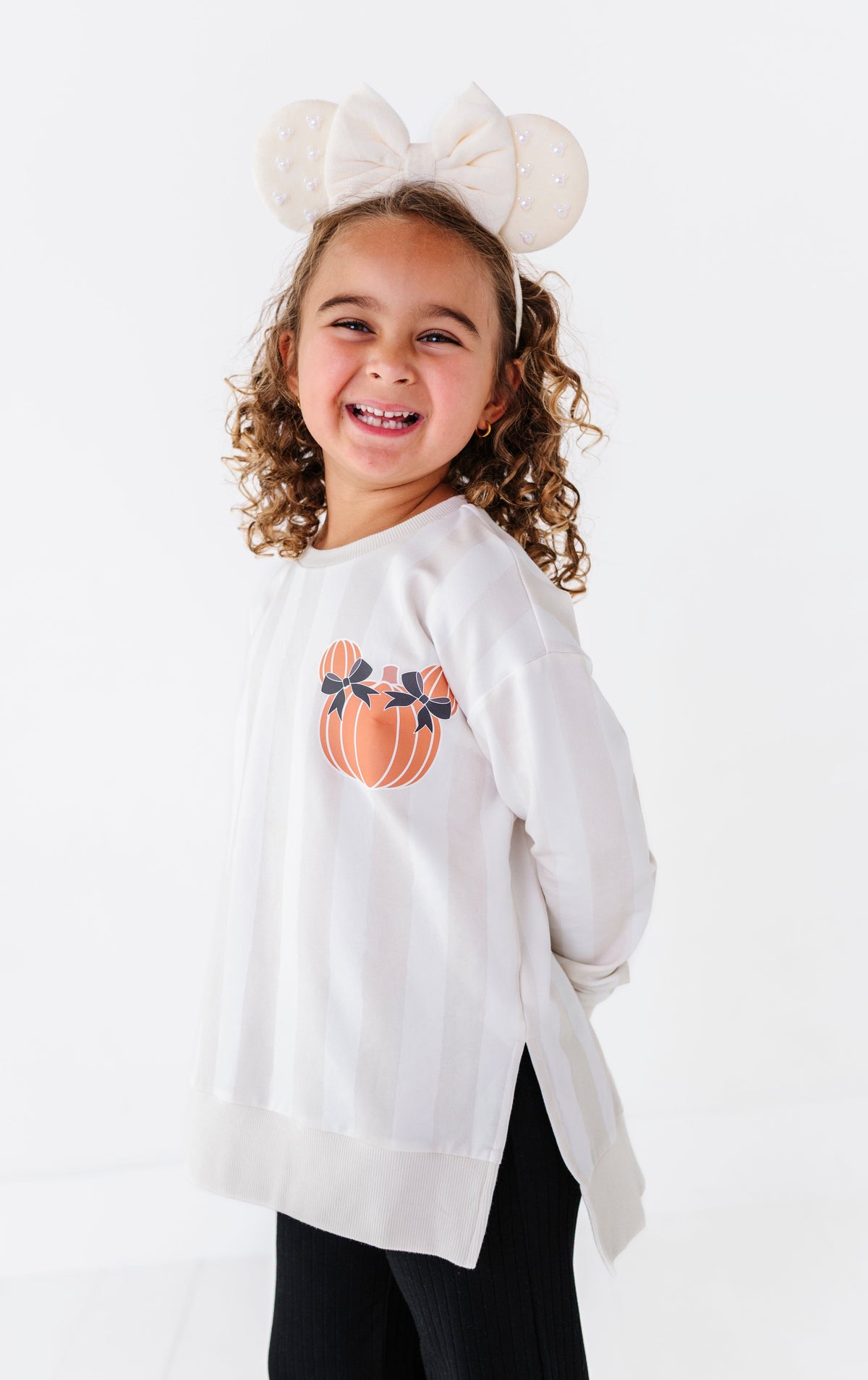 Piggy Pumpkin (STRIPE) | SIDE SPLIT SWEATSHIRT
