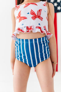 Red Stripe Bows | Ruffle Tankini TWO-PIECE