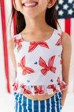 Load image into Gallery viewer, Red Stripe Bows | Ruffle Tankini TWO-PIECE