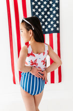 Load image into Gallery viewer, Red Stripe Bows | Ruffle Tankini TWO-PIECE