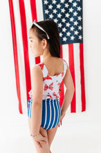 Load image into Gallery viewer, Red Stripe Bows | Ruffle Tankini TWO-PIECE