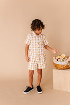 Honey Gingham | BOYS LINEN SET