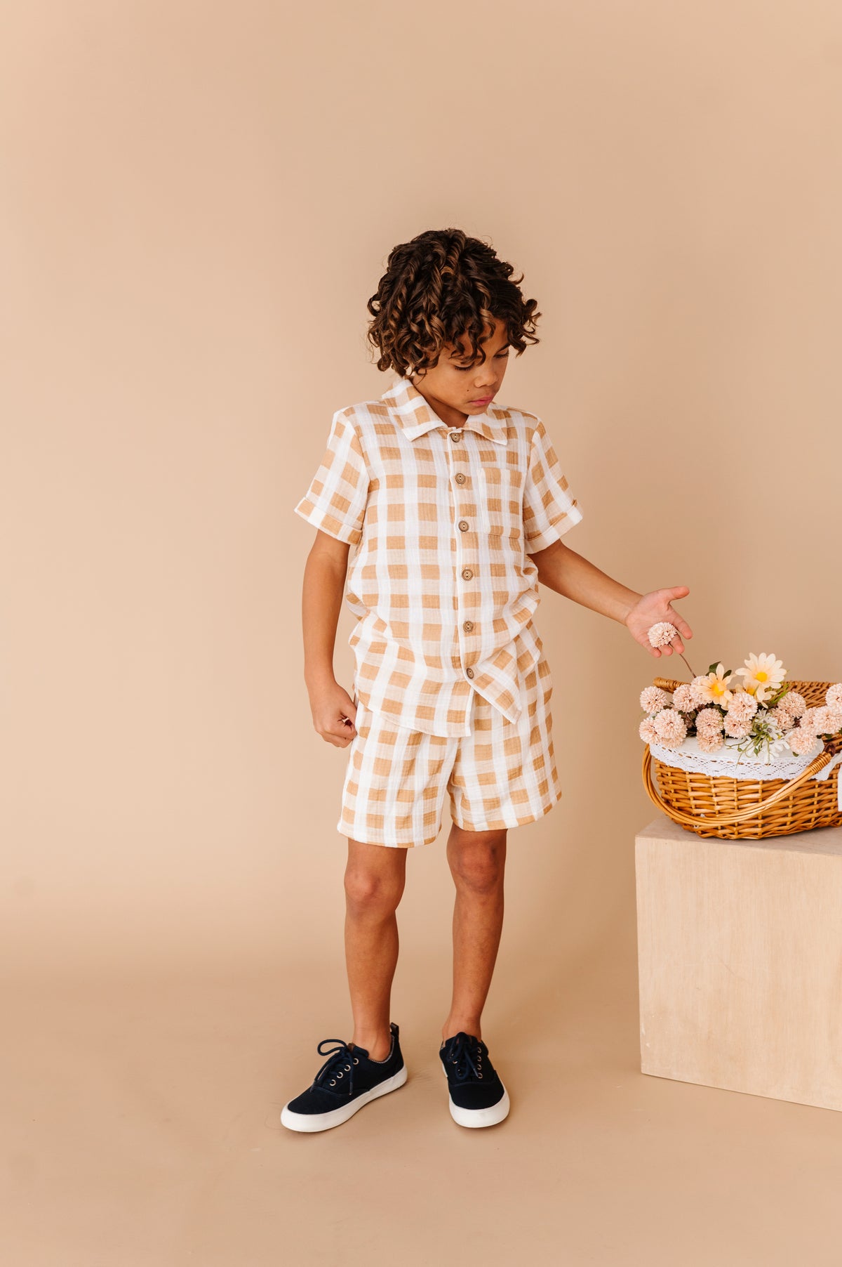 Honey Gingham | BOYS LINEN SET