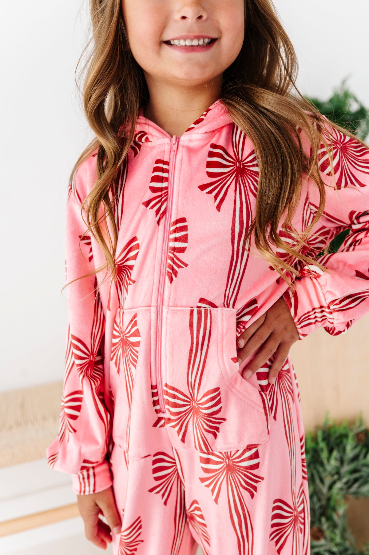 Peppermint Bows | MINKY One-Piece Zip