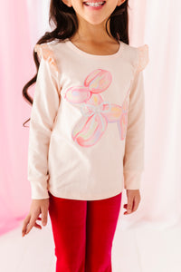 Balloon Dog | Pink Ruffle Long Sleeve