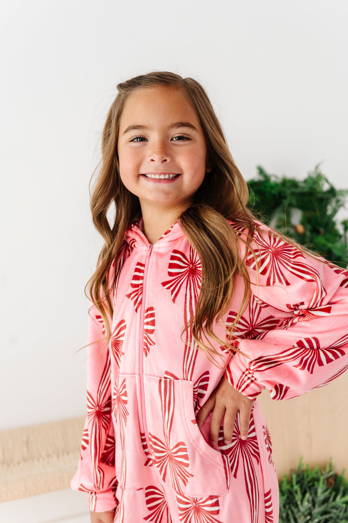 Peppermint Bows | MINKY One-Piece Zip