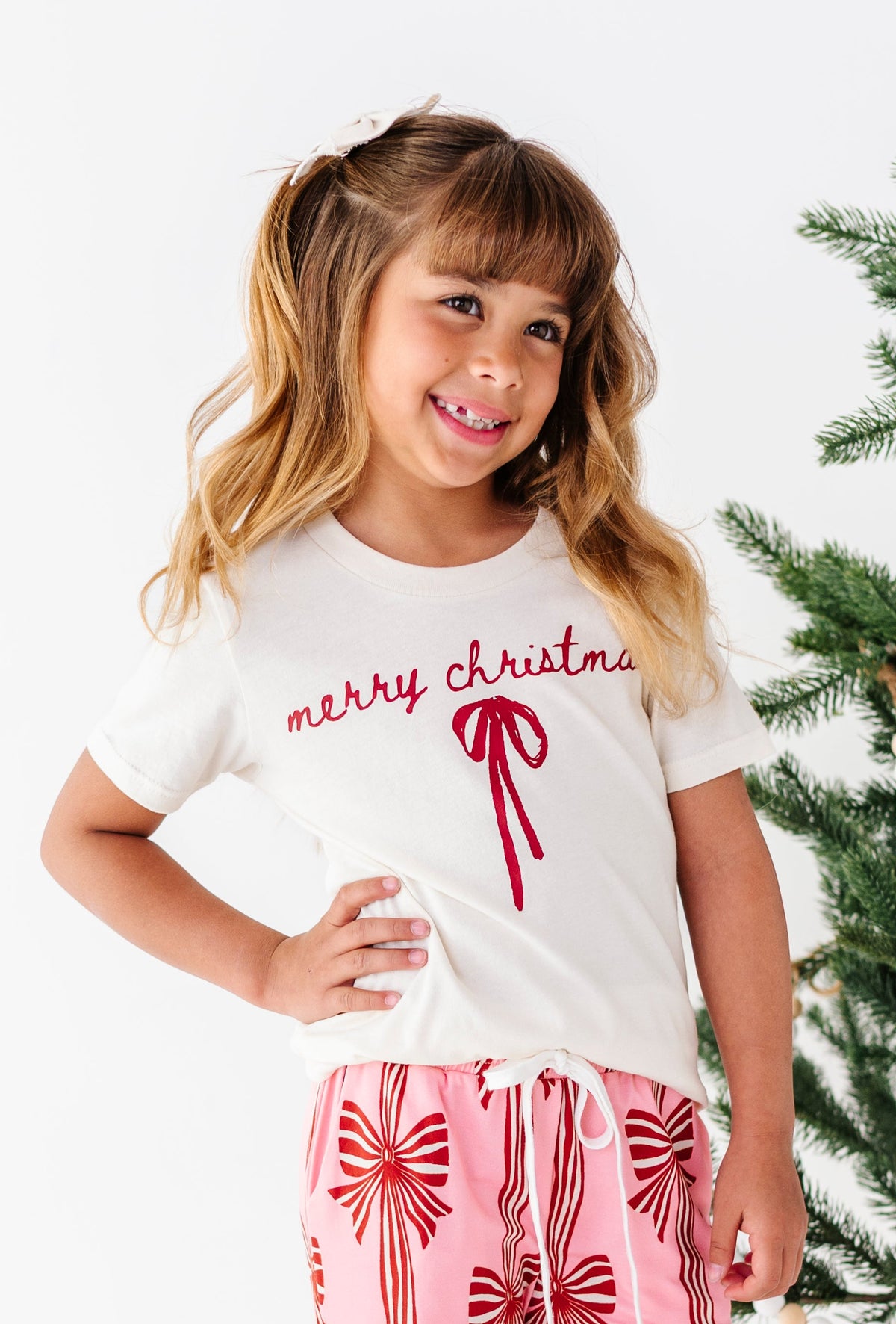 Merry Christmas Bow | (( CREAM )) YOUTH TEE