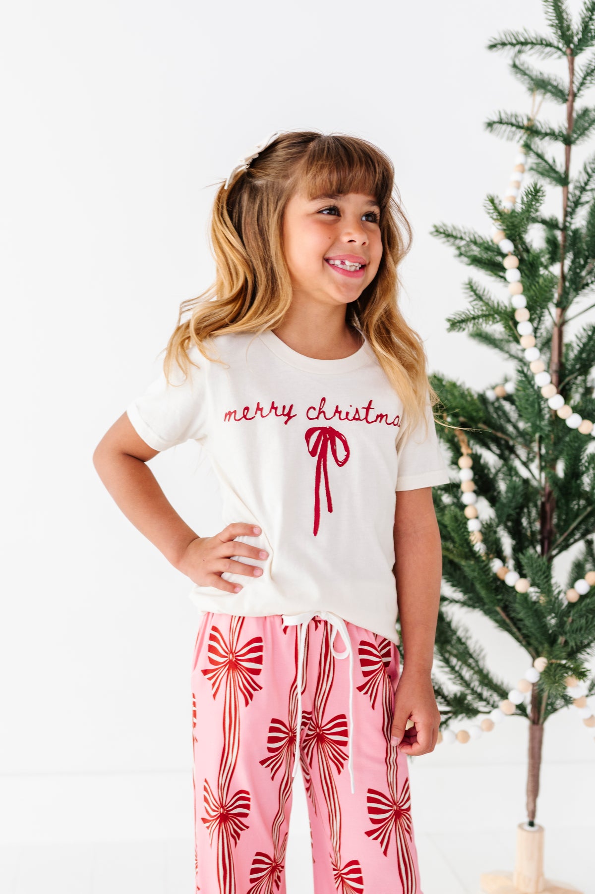 Merry Christmas Bow | (( CREAM )) YOUTH TEE