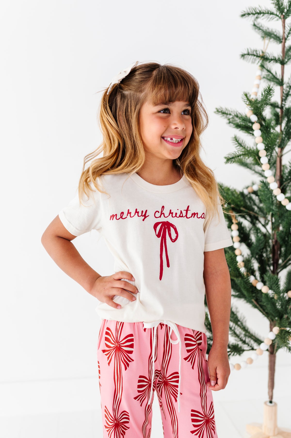 Merry Christmas Bow | (( CREAM )) YOUTH TEE