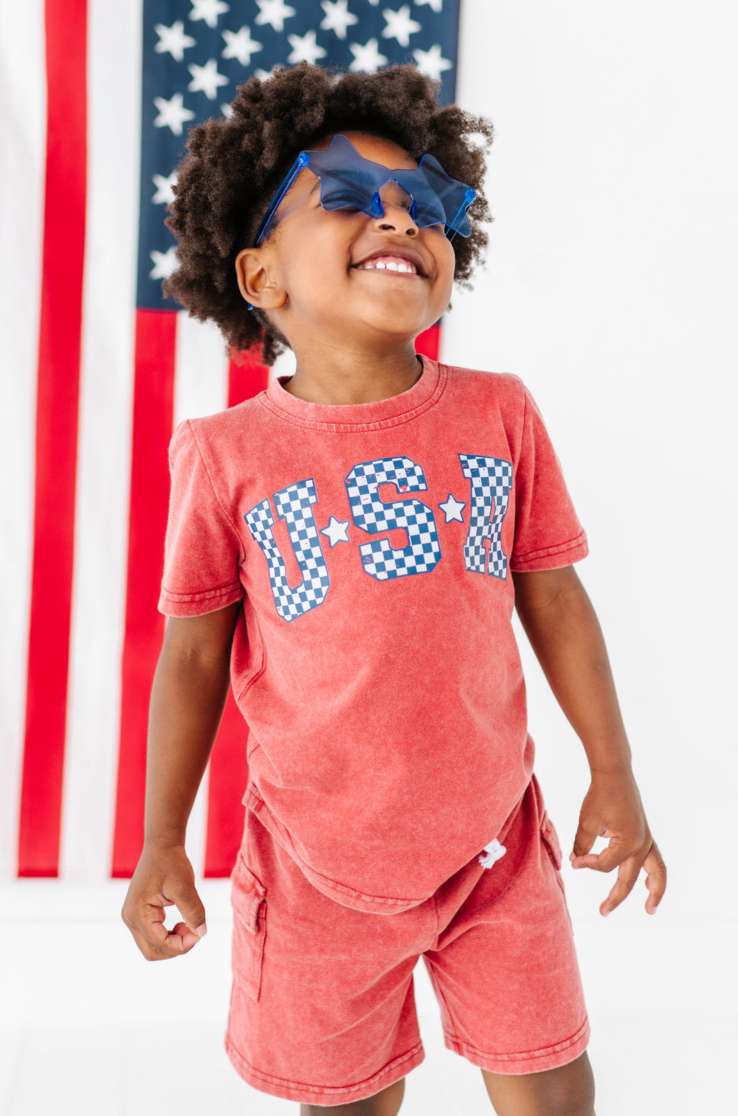 Red ‘USA’ Check | BOYS Tee