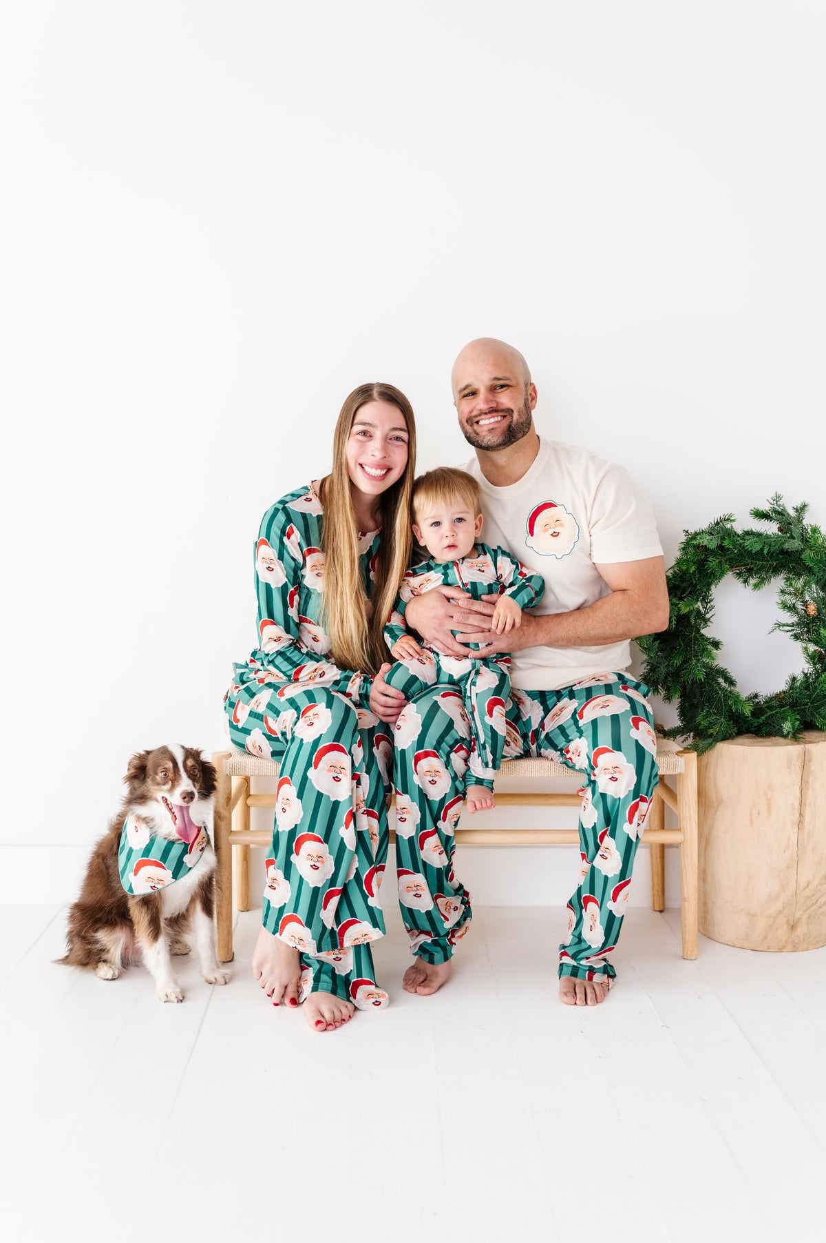 GREEN Santa Stripes | DOG Bandanna