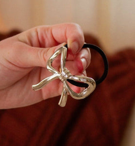 Silver Bow Ponytail Cuff