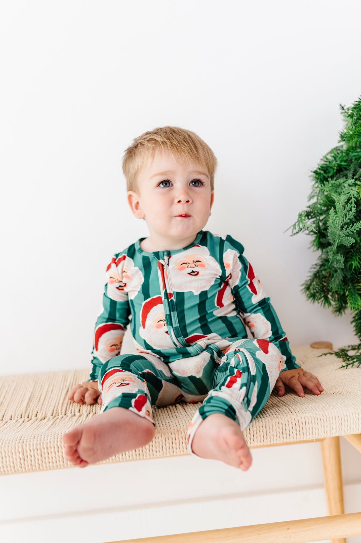 GREEN Santa Stripes | ONE-Piece ZIP