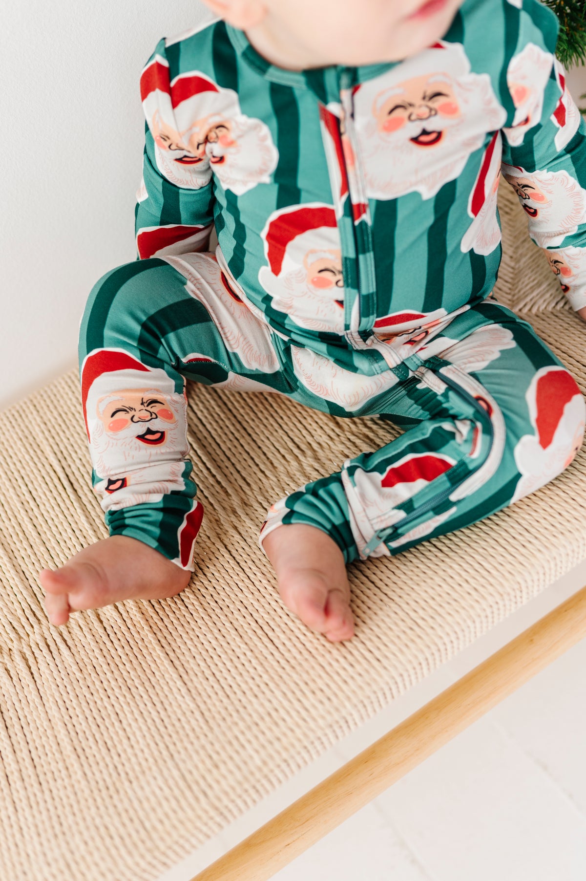 GREEN Santa Stripes | ONE-Piece ZIP