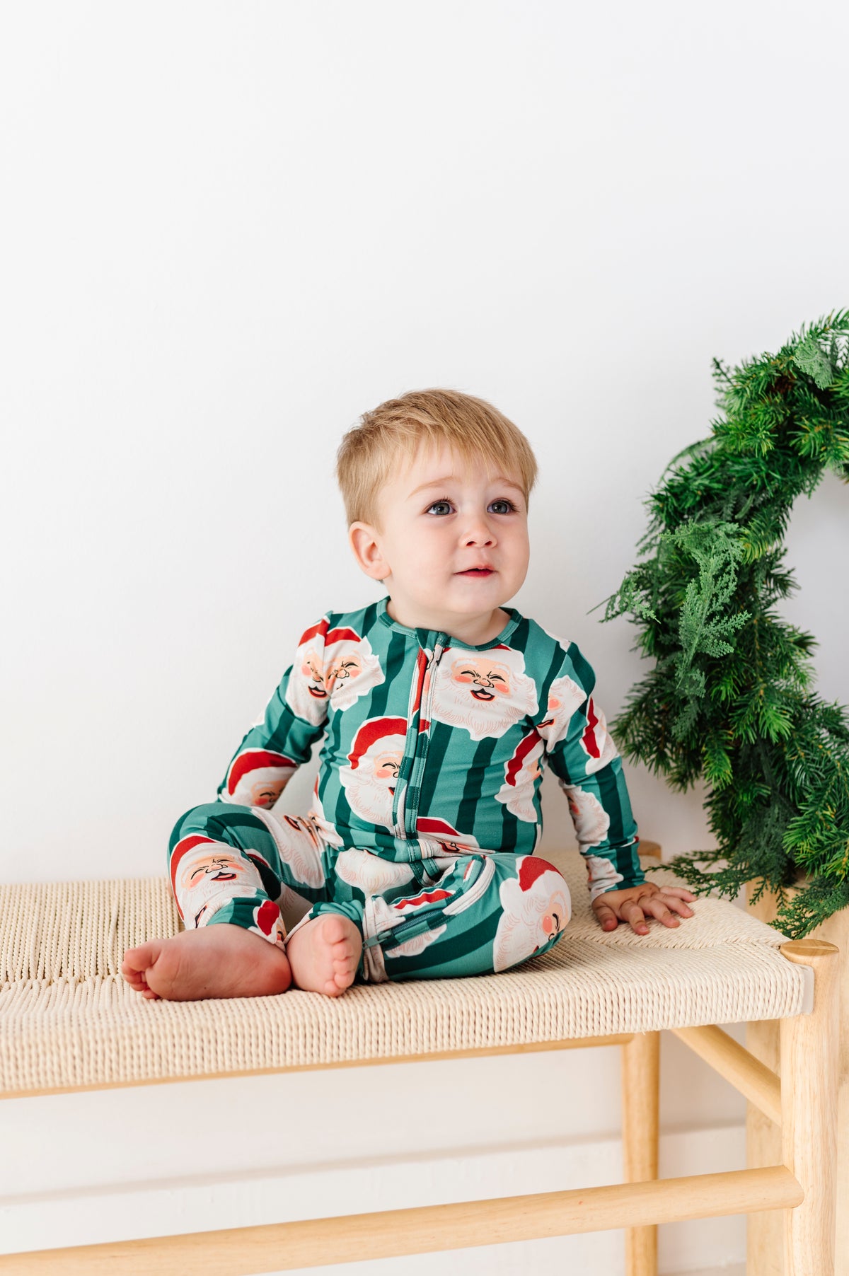 GREEN Santa Stripes | ONE-Piece ZIP