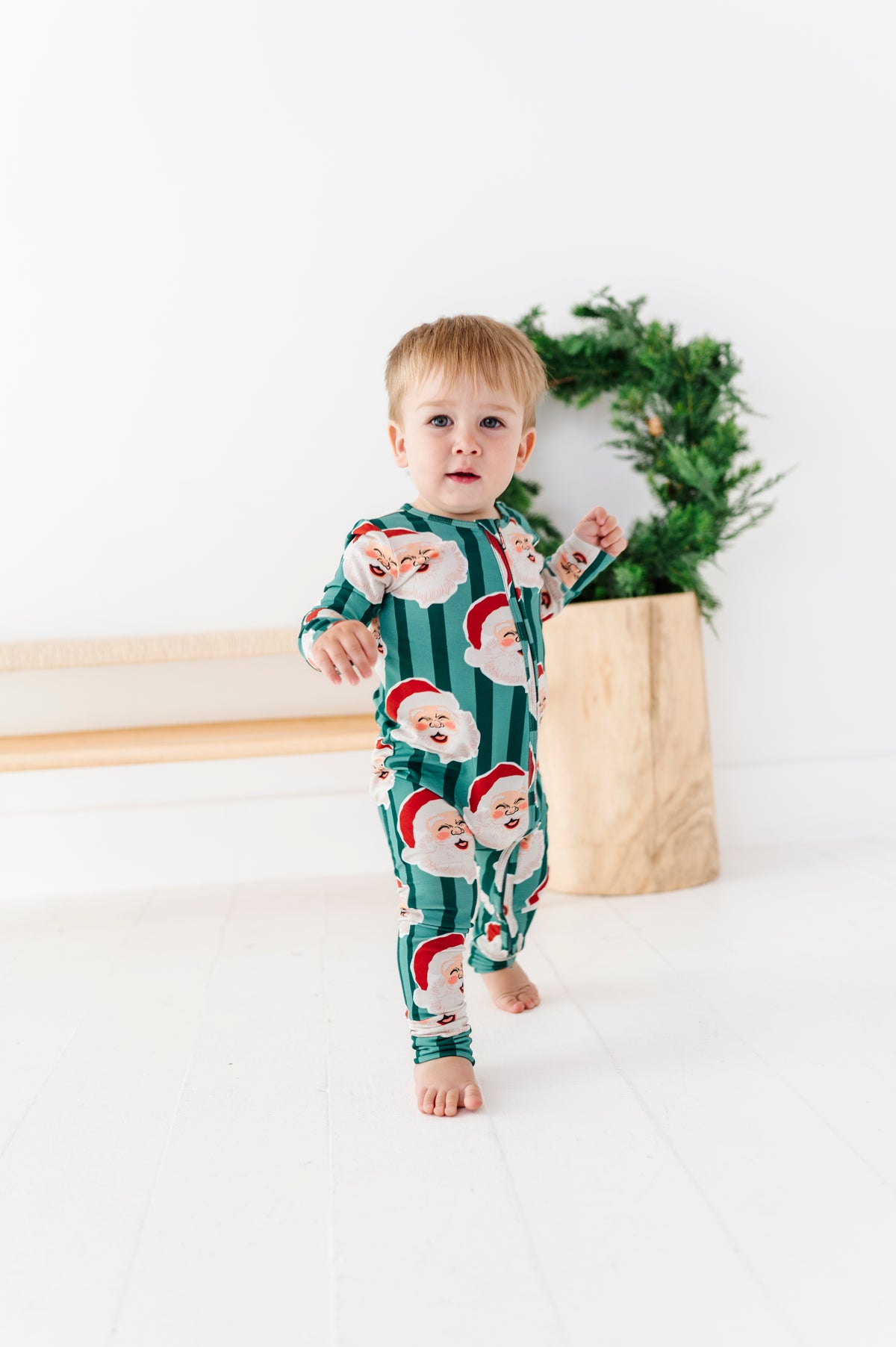 GREEN Santa Stripes | ONE-Piece ZIP