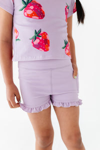 Very Violet | Ribbed Ruffle Yoga Shorts