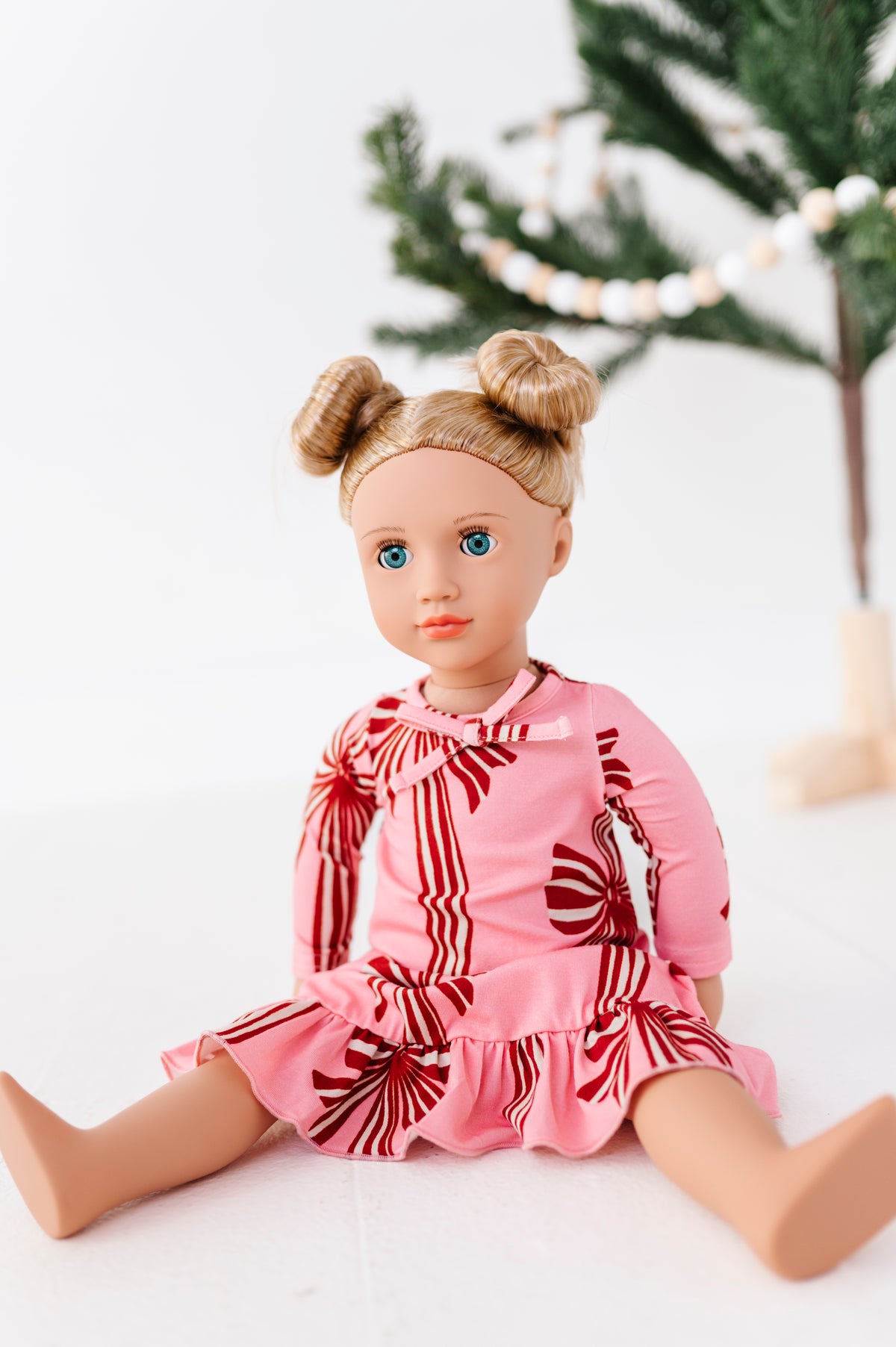 Peppermint Bows | 18" DOLL DRESS