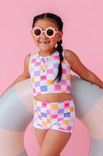 Load image into Gallery viewer, Confetti Check Bows | BOY SHORTS 2-PIECE
